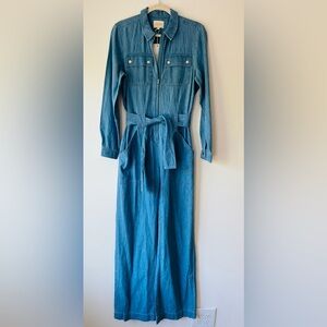 NWT Sezane blue “Bob” long sleeve jumpsuit Size M